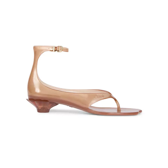 Chlo� 'Jelly' Brown Rubber Flat Sandals Size 8 - Picture 1 of 9